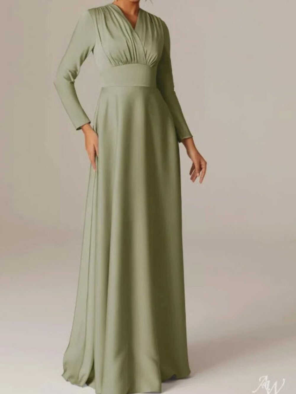 AW April Dress Satin Charmeuse Sage Green Size 4